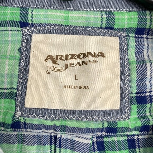 NWT - Arizona Jeans - Long-Sleeved Button Down Plaid Shirt - Large - Picture 5 of 14